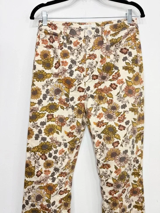 Cleo + Wolf Country Garden Yellow Floral Print High Rise Boot Cut Jeans - Picture 6 of 16